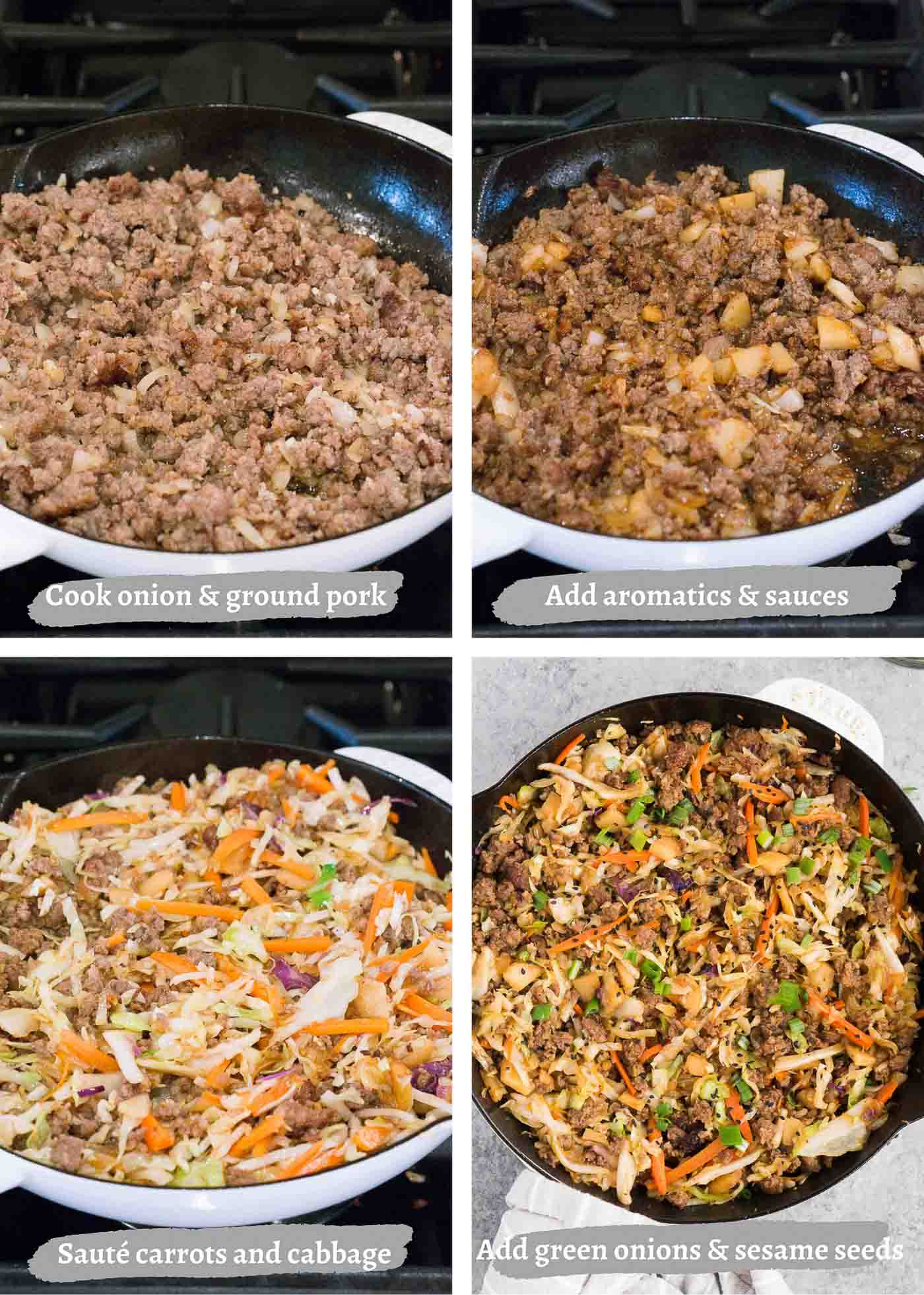 process shots of making egg roll in  a bowl