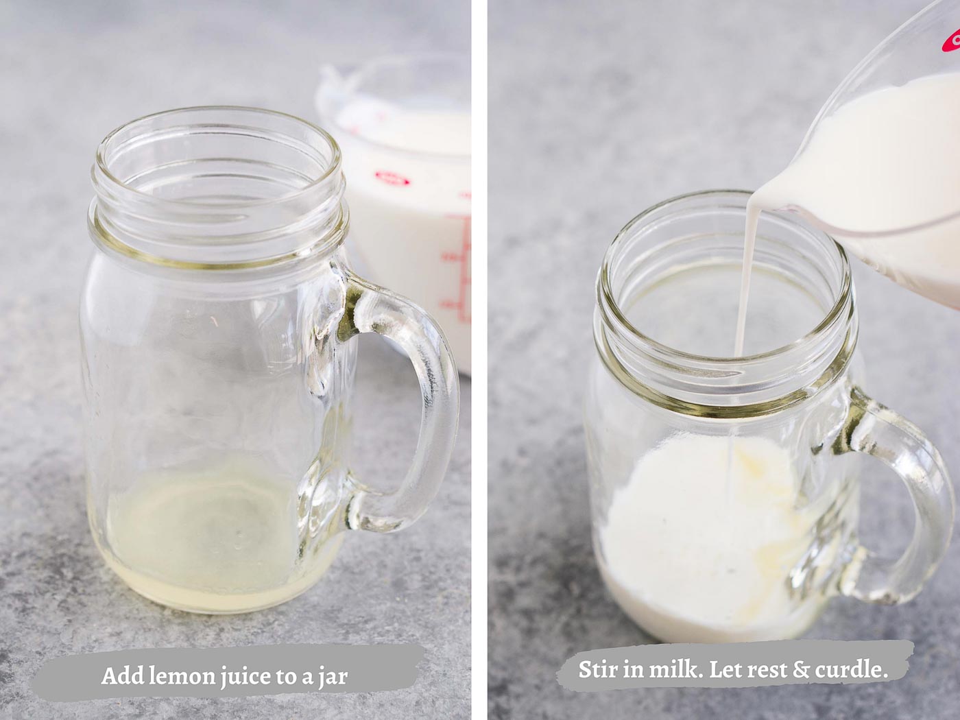 process images of making buttermilk