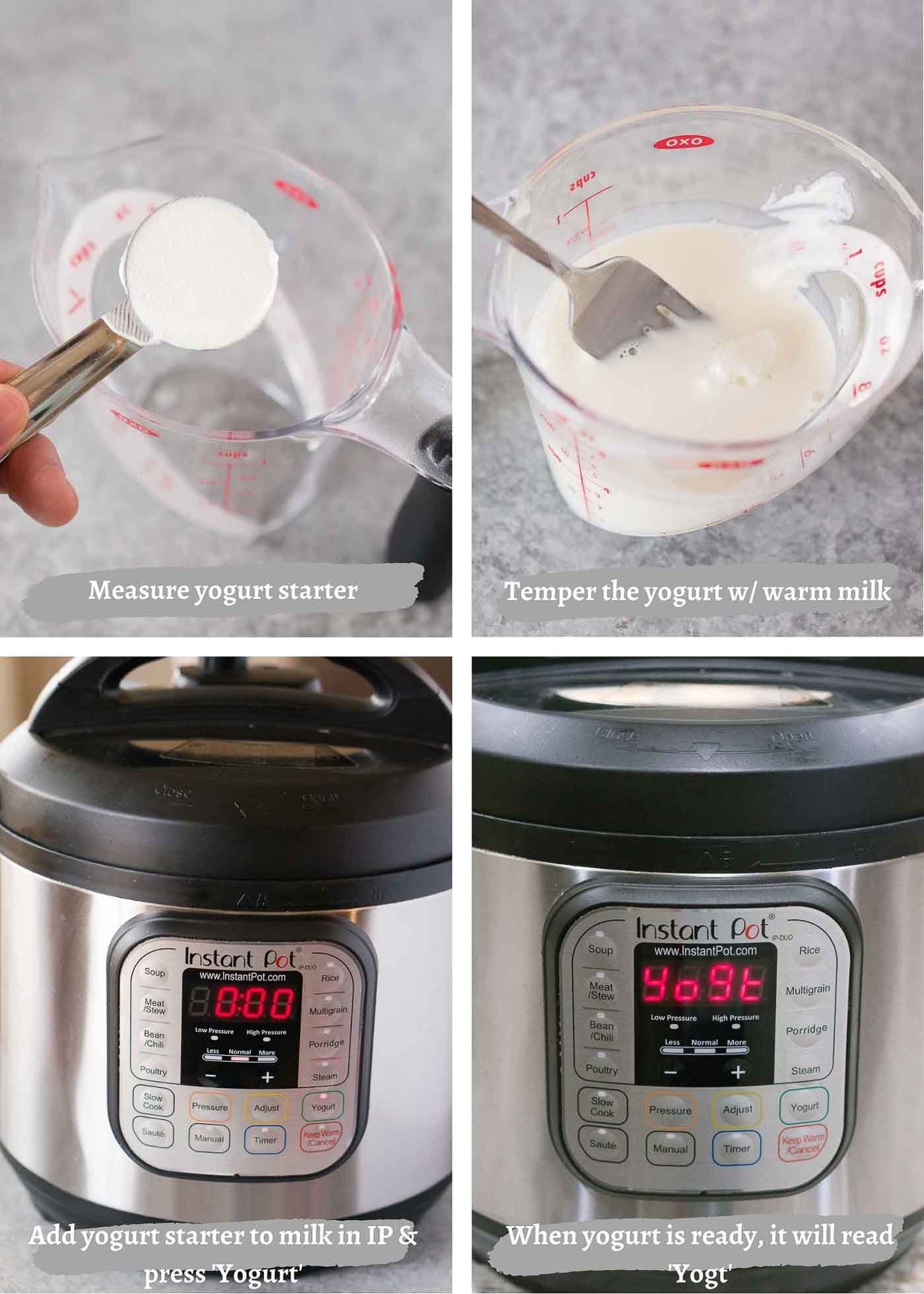 process images of making yogurt in the instant pot