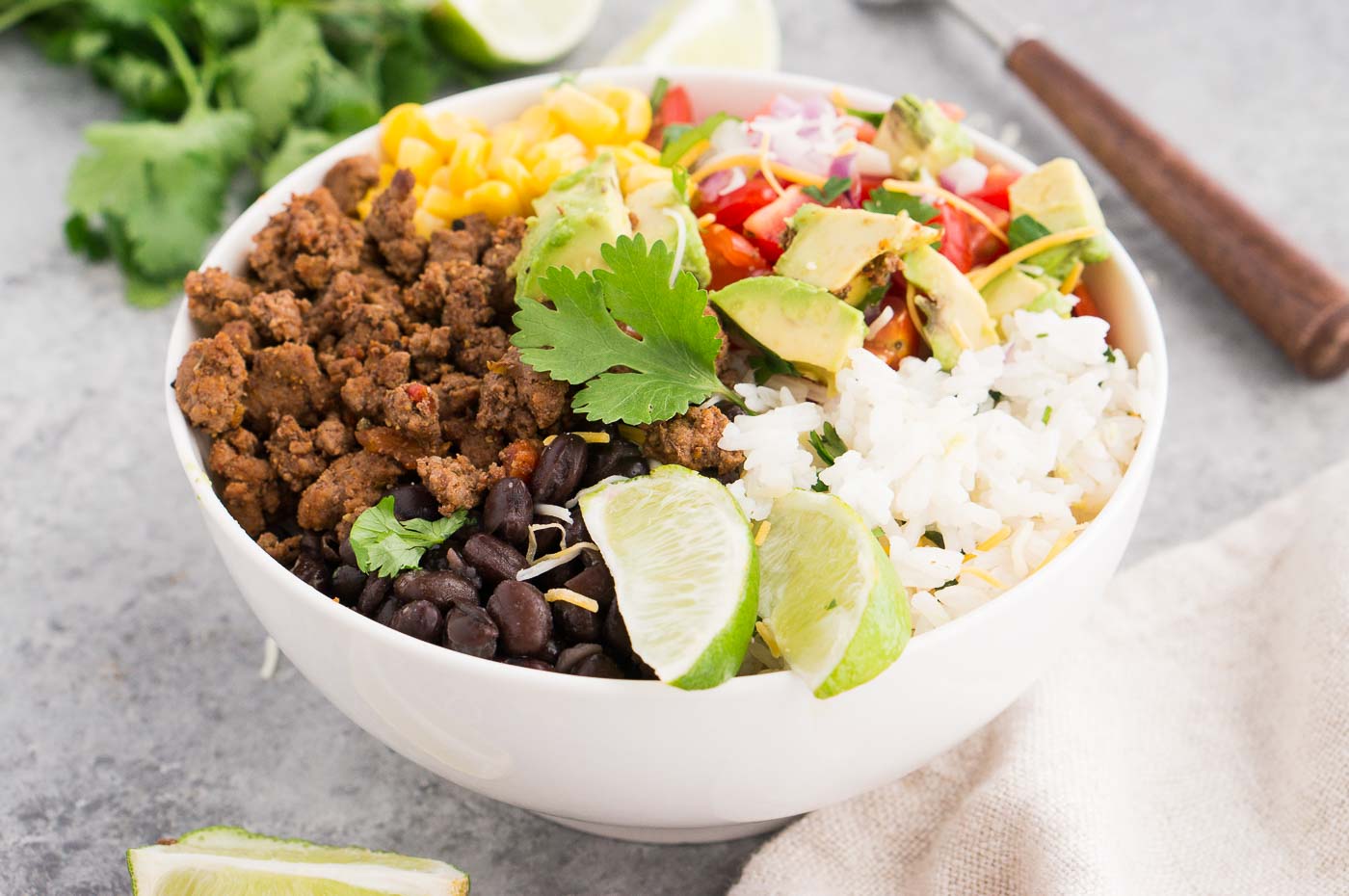 taco meat and vegetables in a bowl