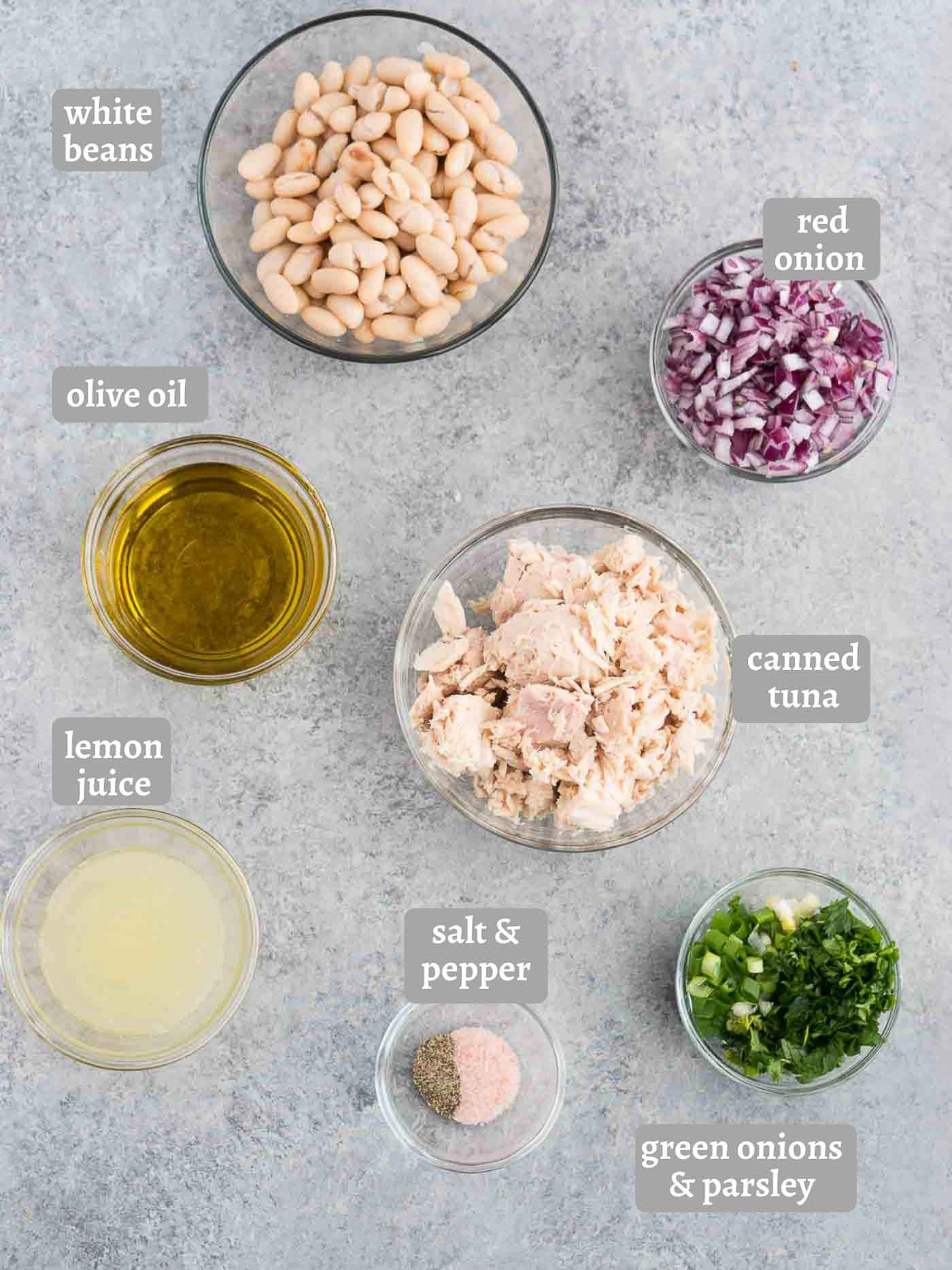 ingredients for tuna white bean salad