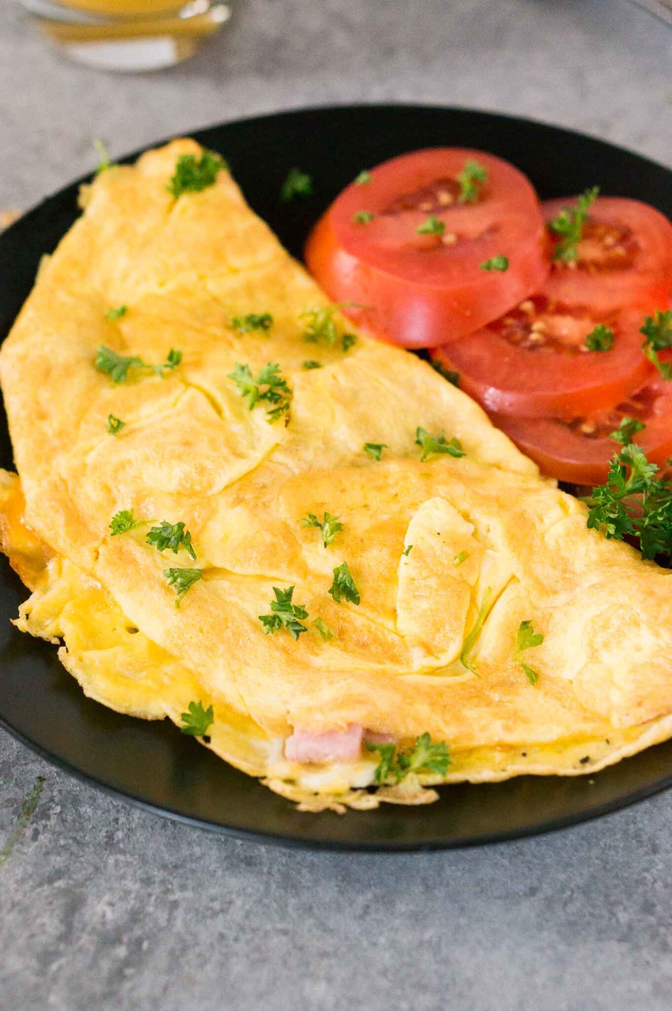 close up image of perfect omelet