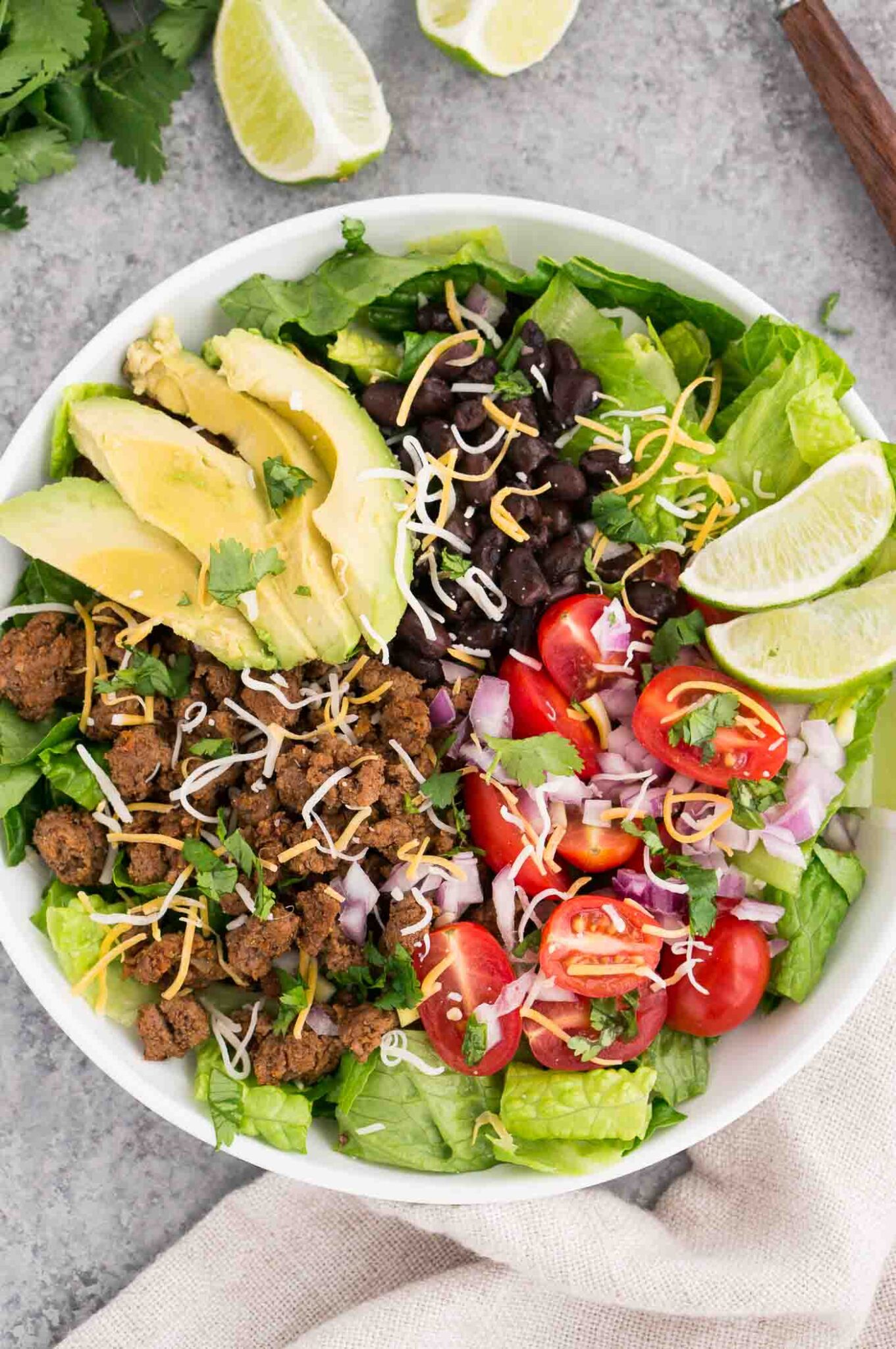 taco salad bowl from top