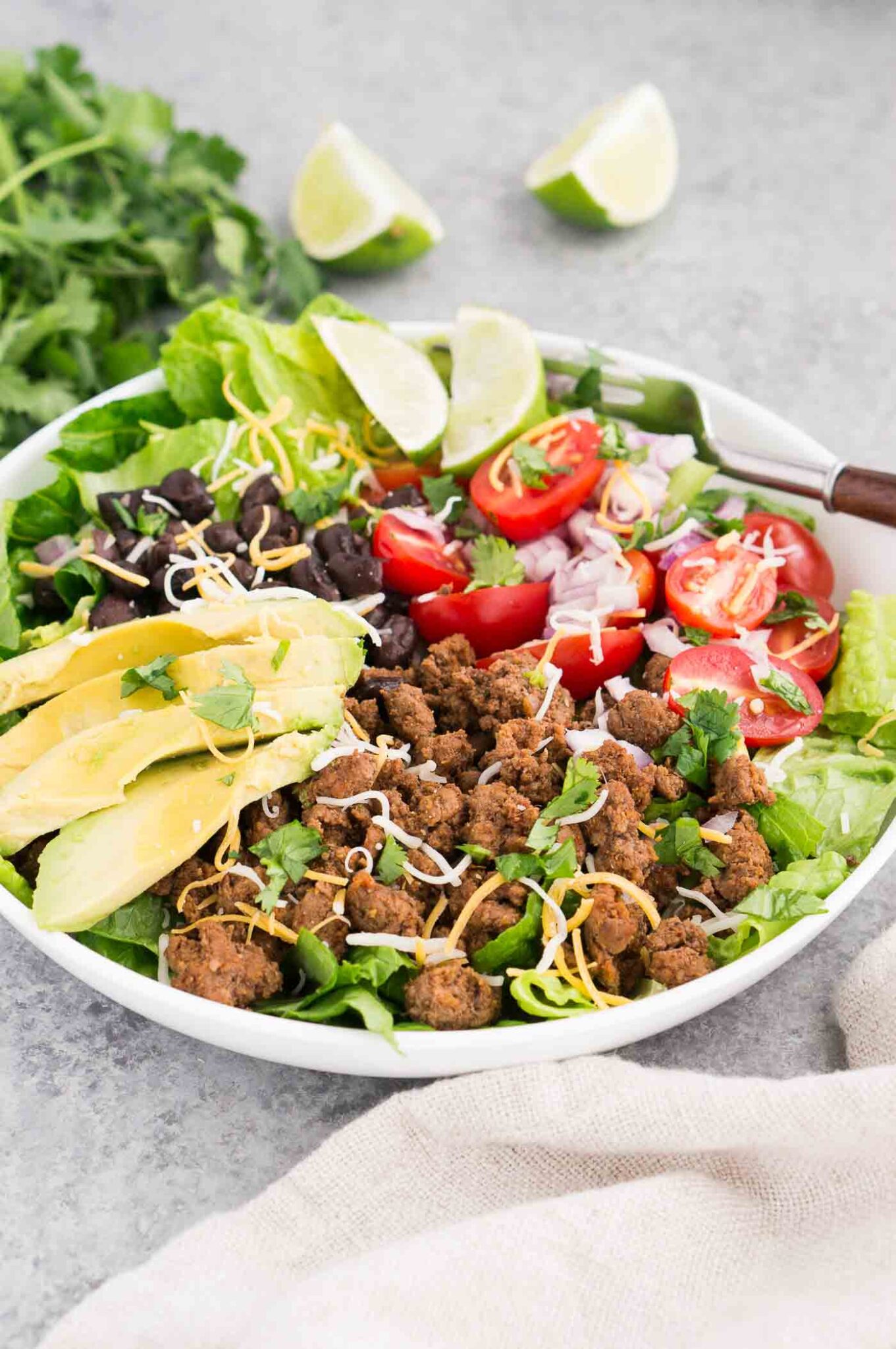 taco meat with vegetables in a bowl