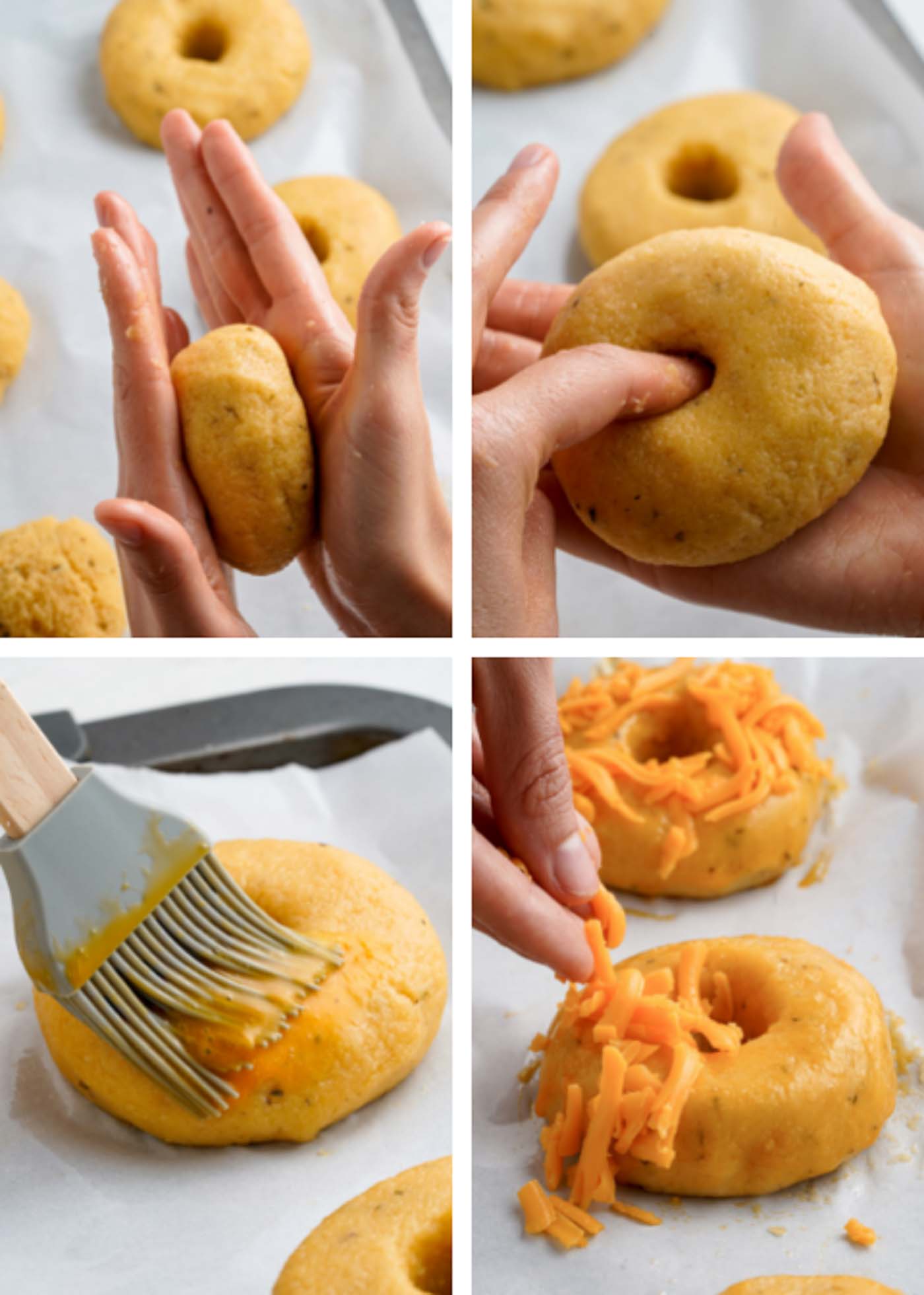 process images of making keto cheese bagels