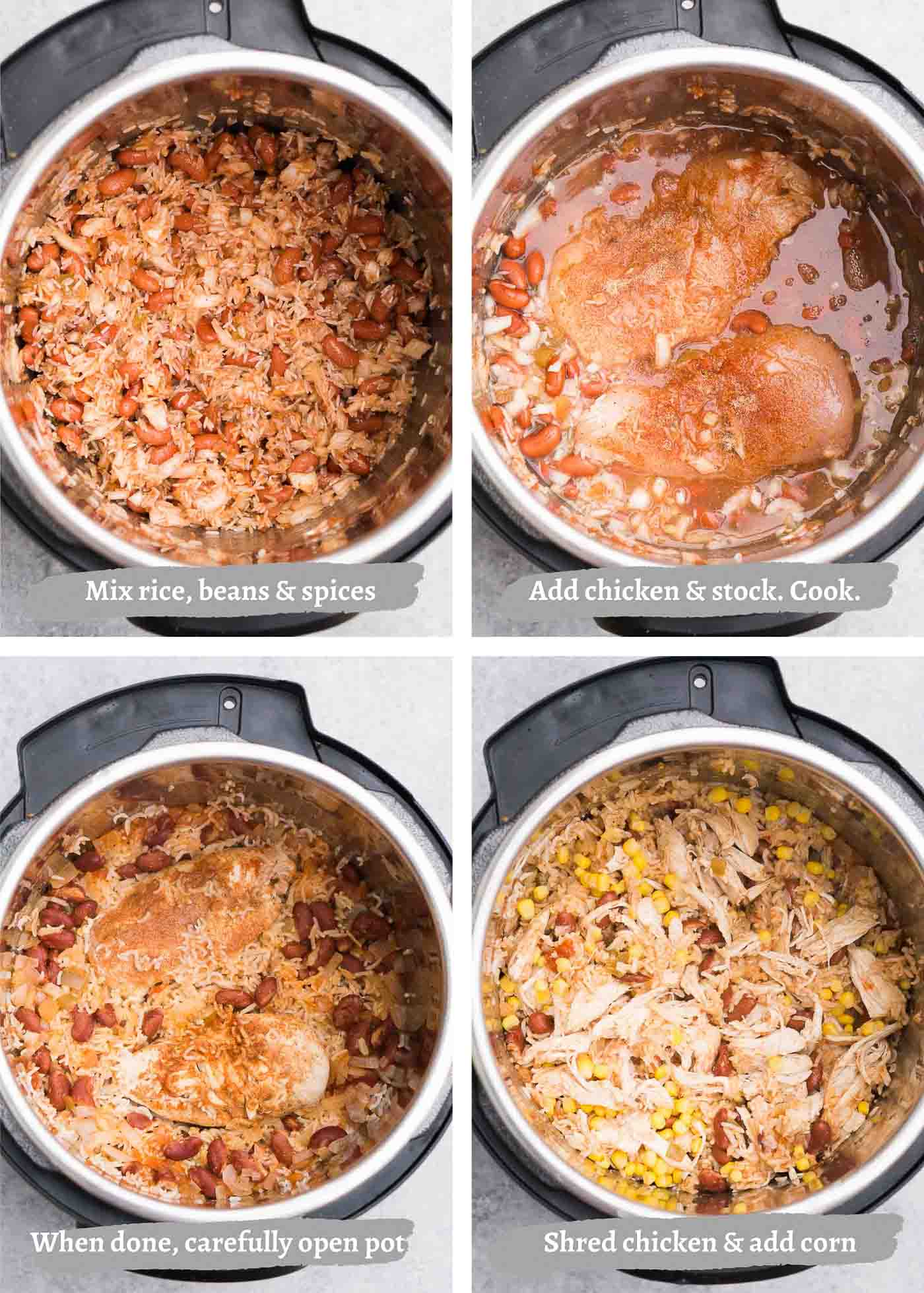 instructions for making southwest chicken and rice in the pressure cooker
