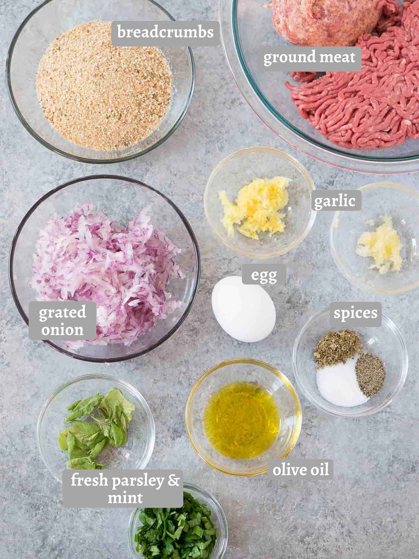 ingredients for greek meatballs