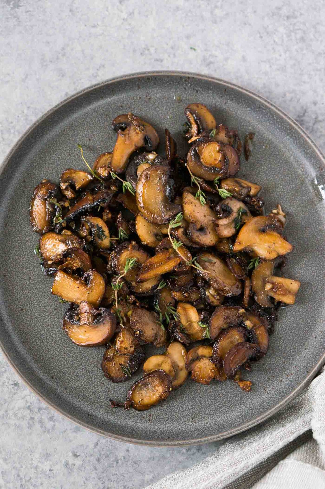 pan fried mushrooms on a plate