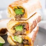 breakfast burrito stacked