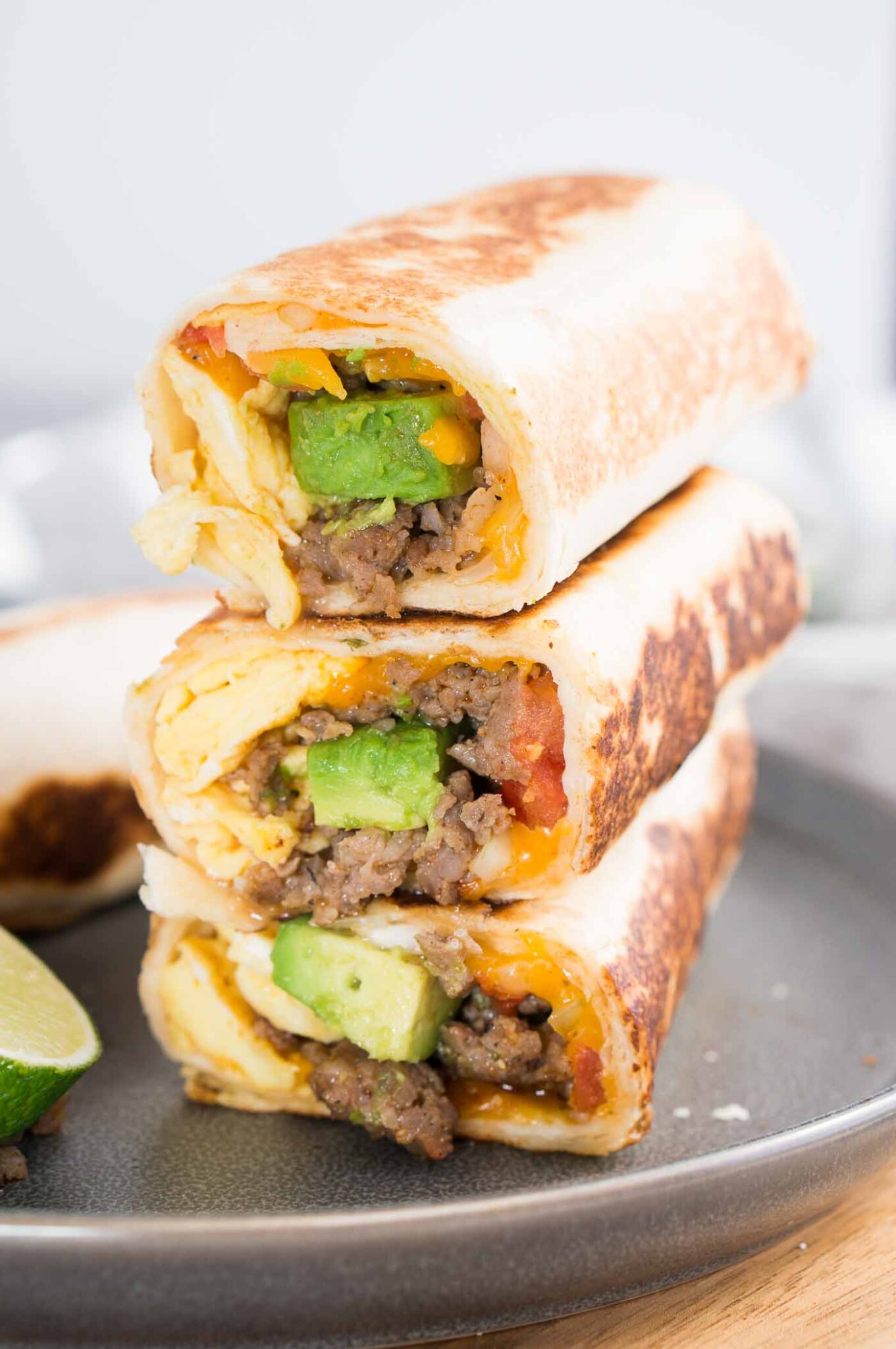 breakfast burrito stacked