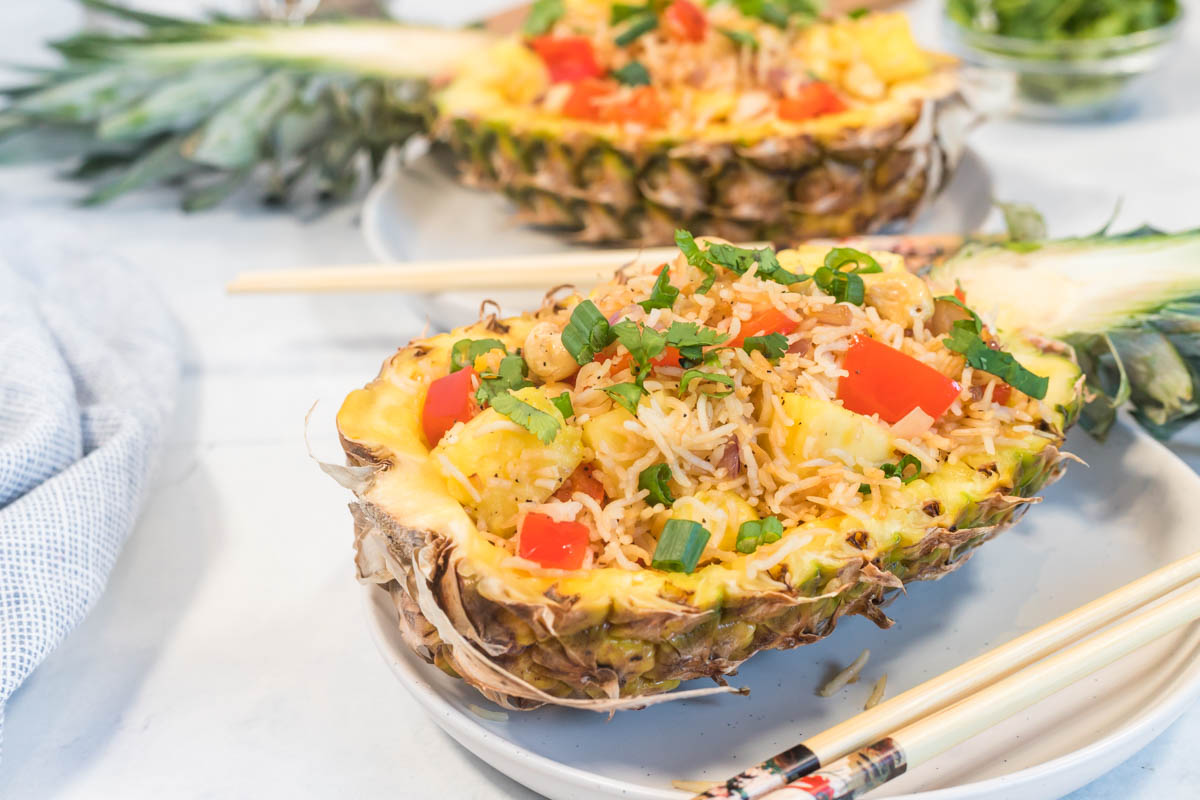 fried rice in pineapple