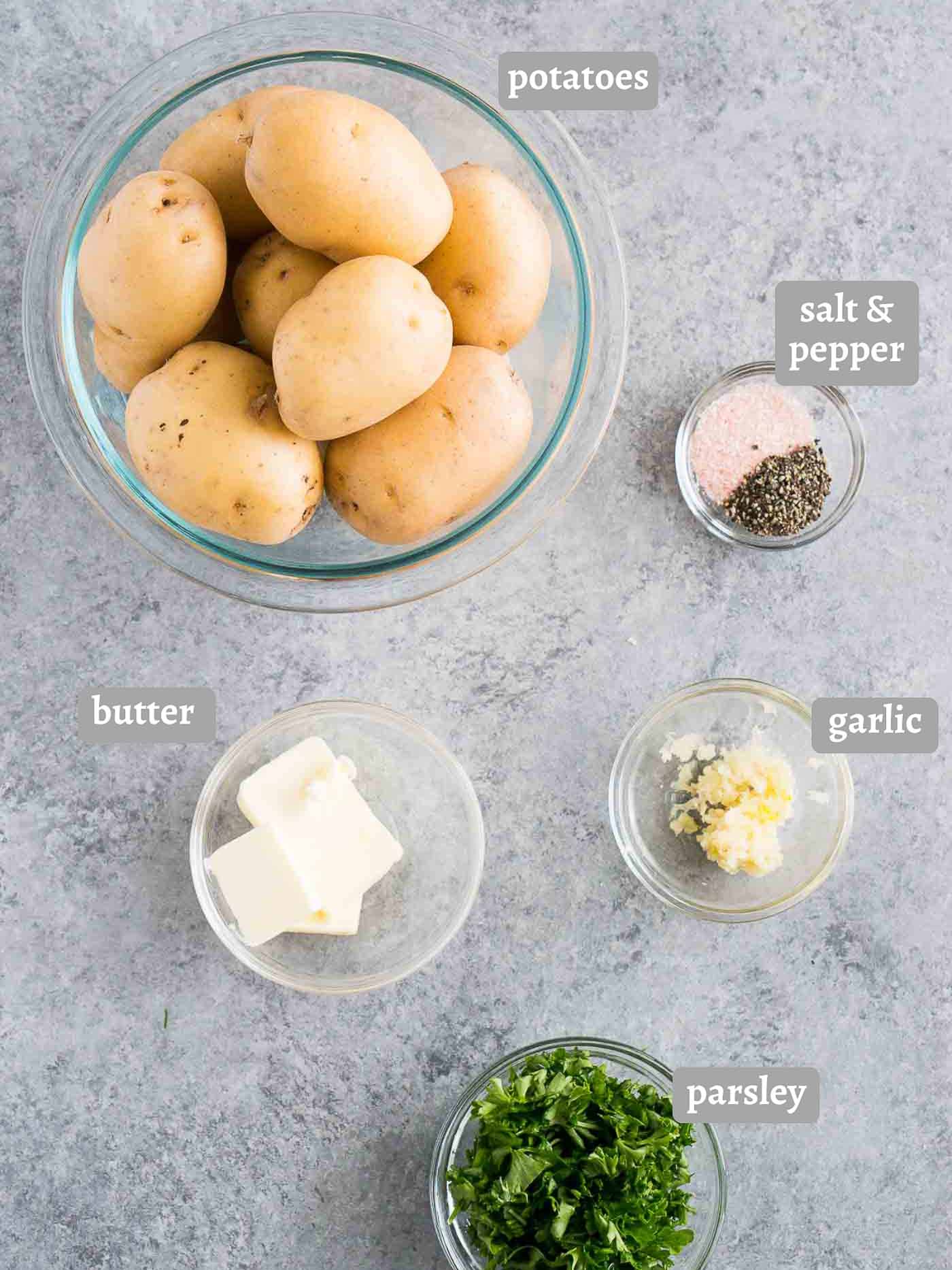 ingredients for boiled potatoes