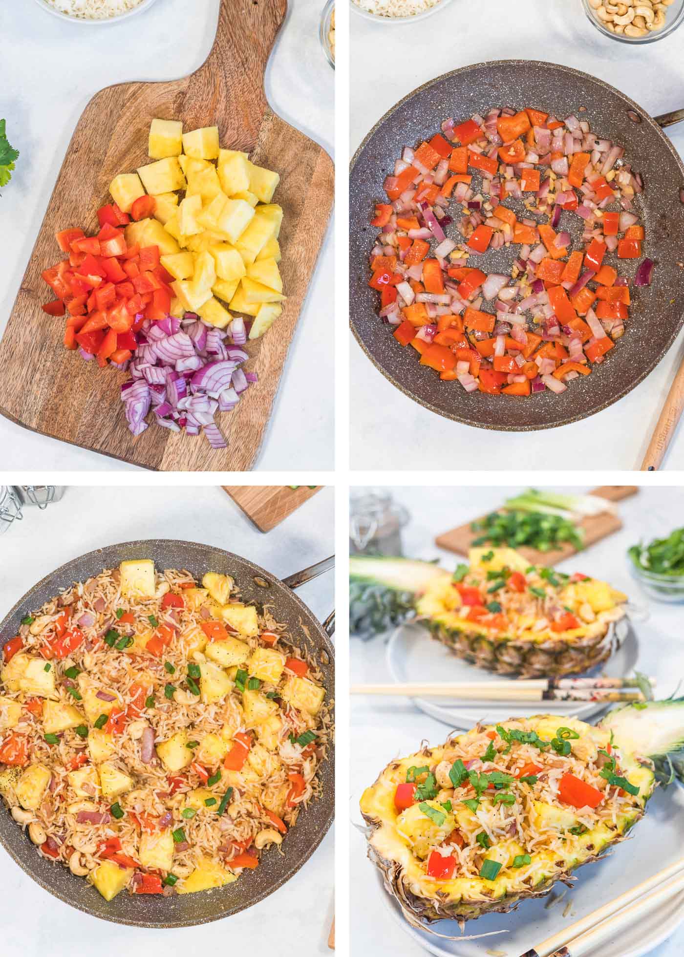 steps for making pineapple fried rice
