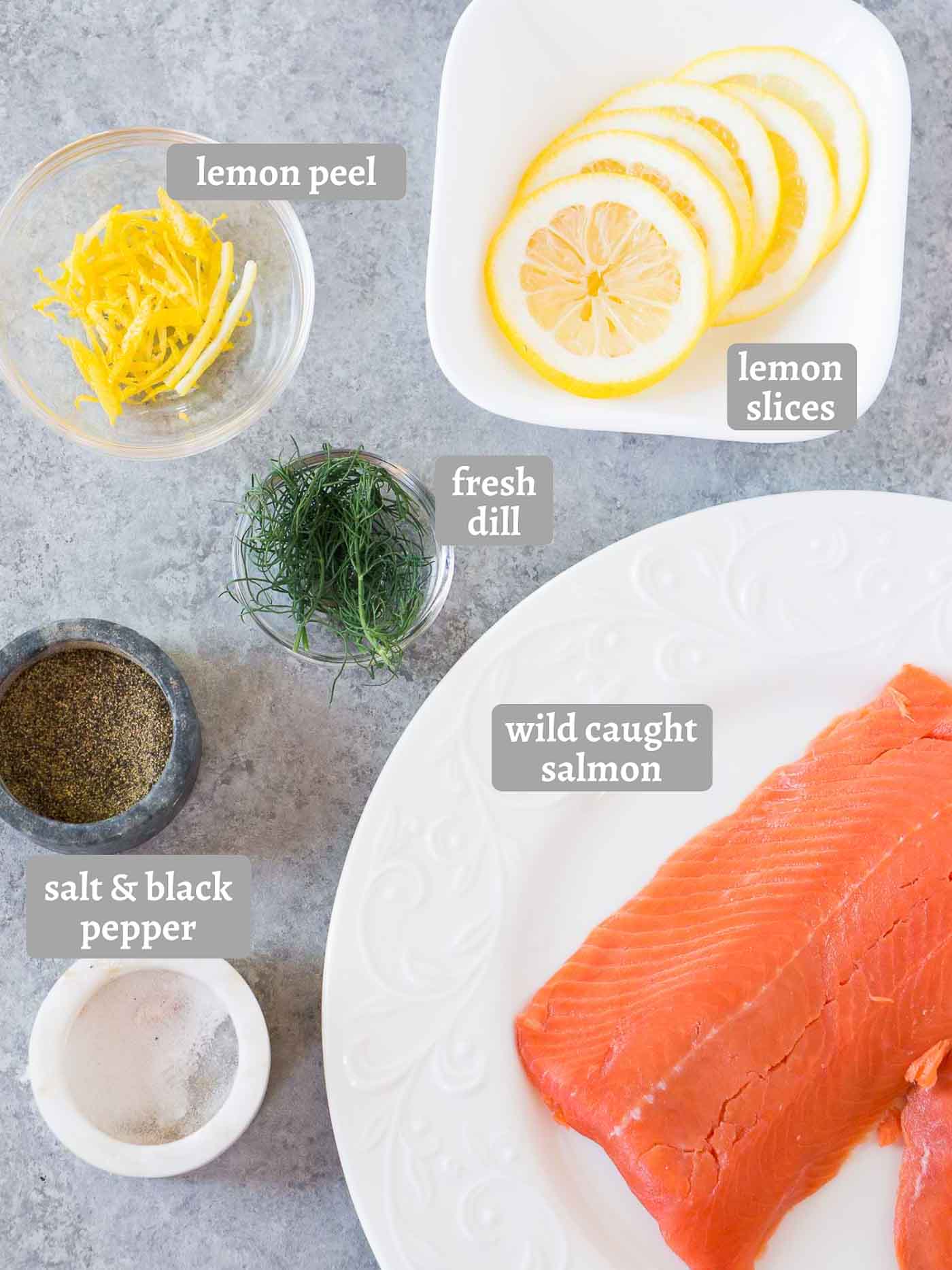 ingredients for making sous vide salmon