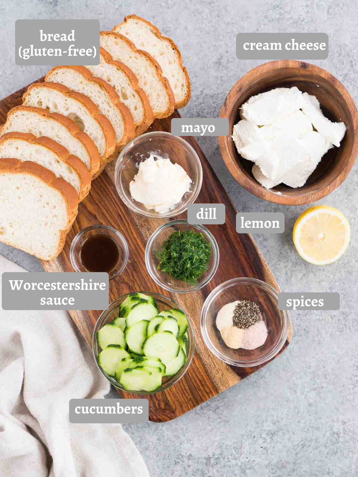 ingredients for cucumber sanwiches