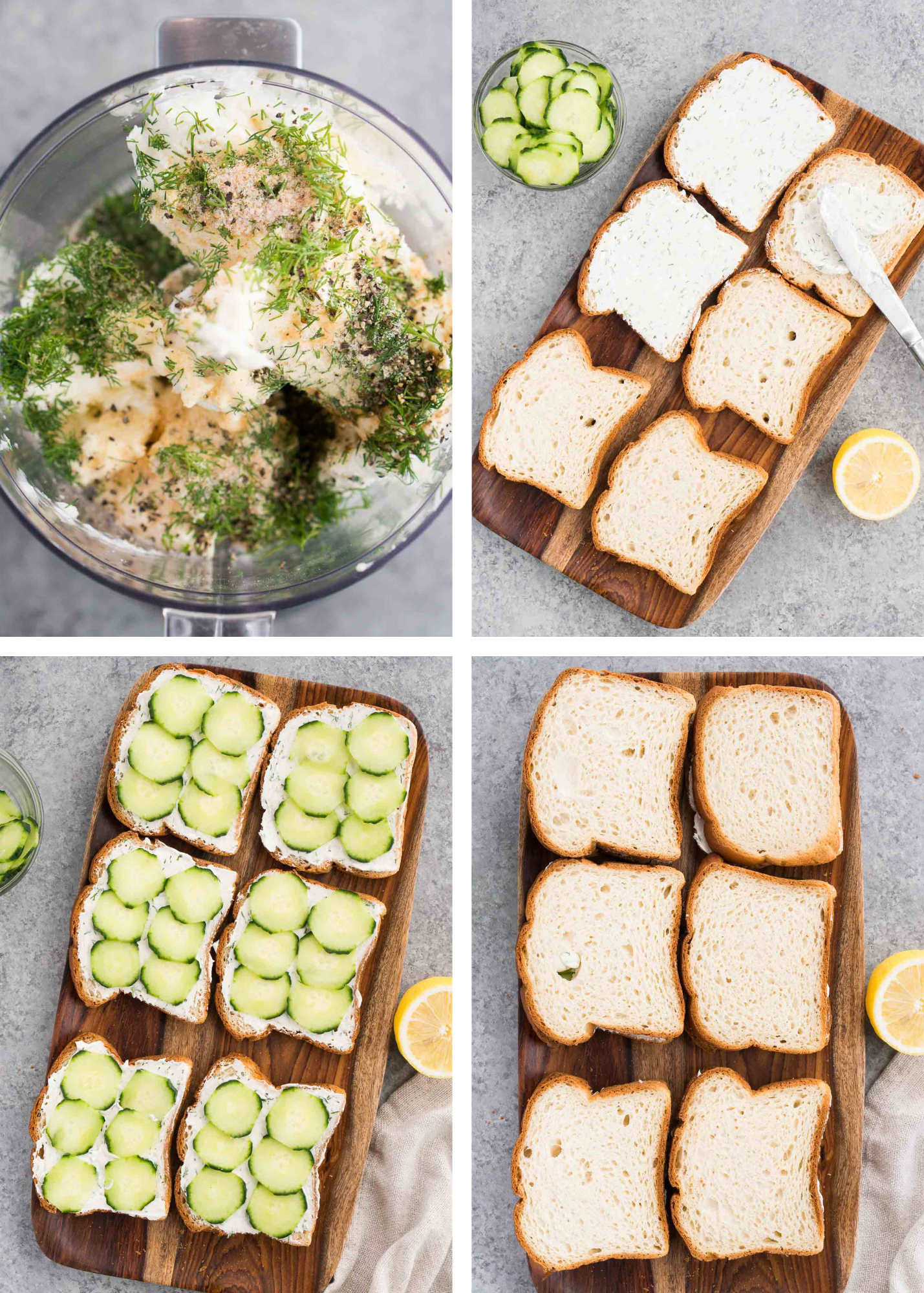 process steps of cucumber sandwiches