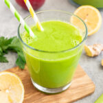 green juice served in a glass