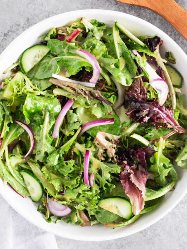 simple tossed green salad in a bowl