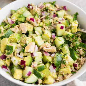 avocado tuna salad in a bowl