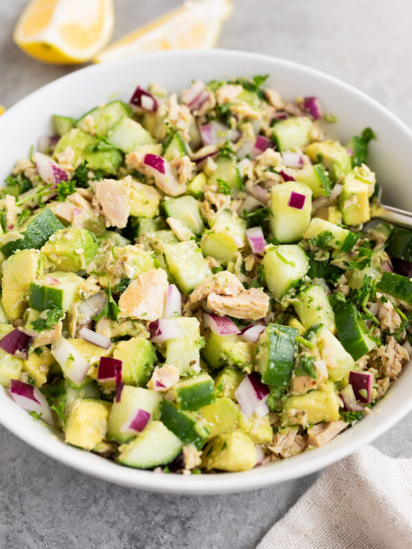 avocado tuna salad in a bowl
