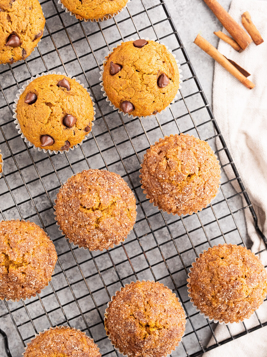 healthy pumpkin muffins on a wire rack