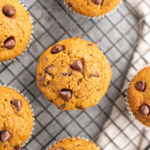 healthy Pumpkin Muffins with Chocolate Chips