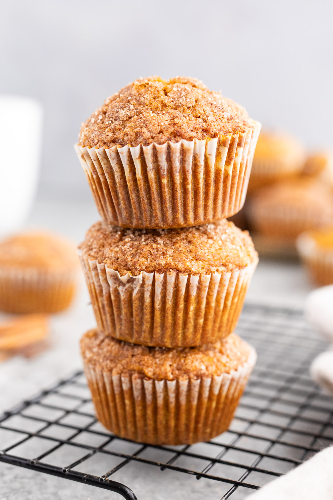 stacked naturally sweetened pumpkin muffins