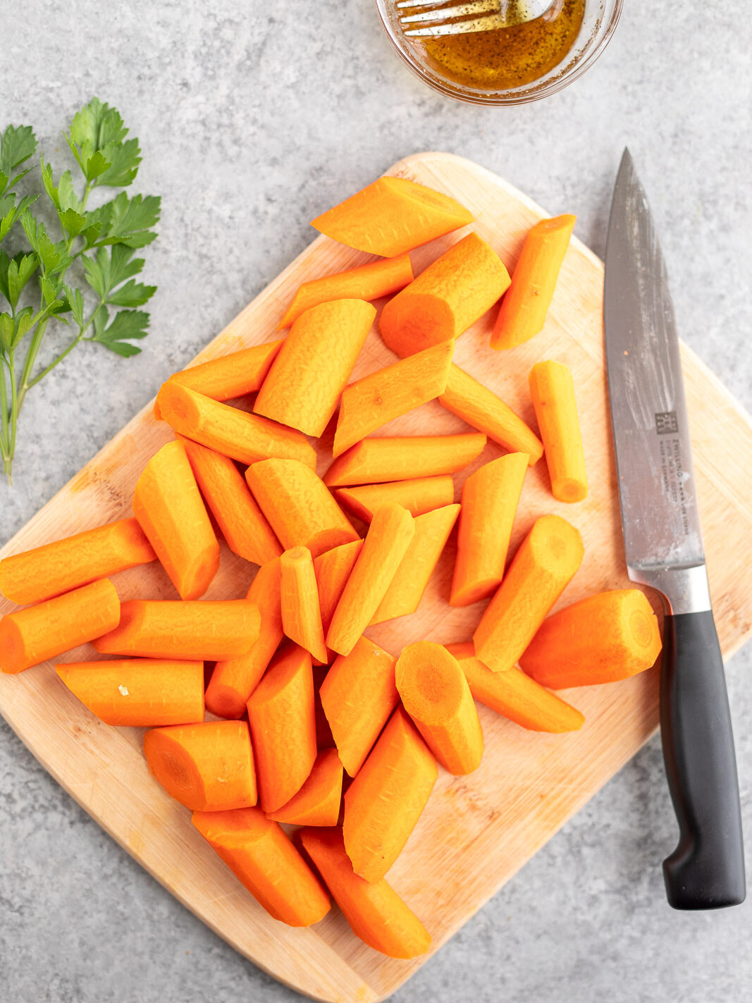 carrots cut diagonally in 1 inch pieces