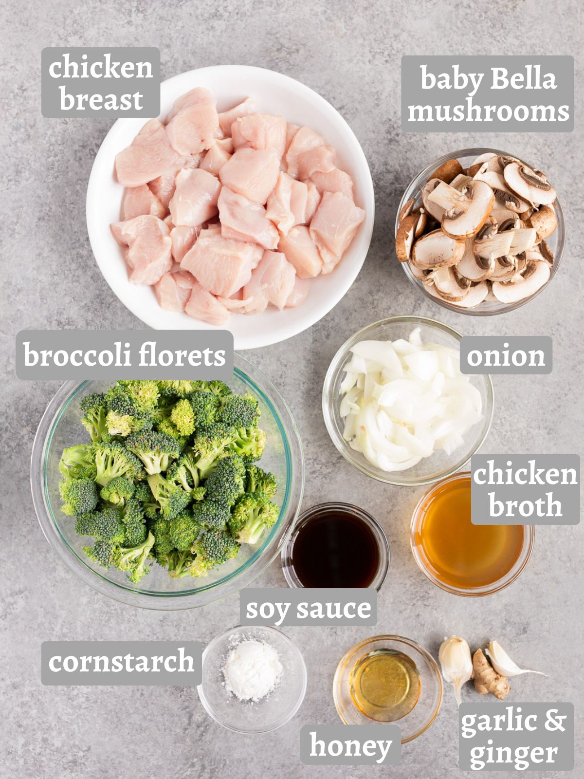 ingredients for chicken and broccoli stir fry