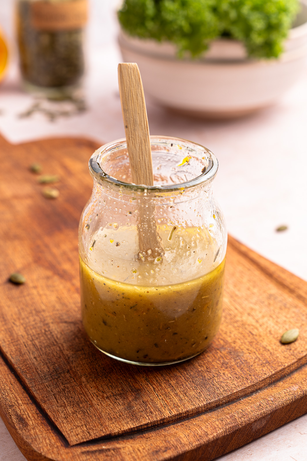 stirring red wine vinaigrette