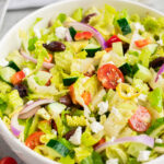 Finished Italian-style chopped salad ready to serve as a fresh side dish