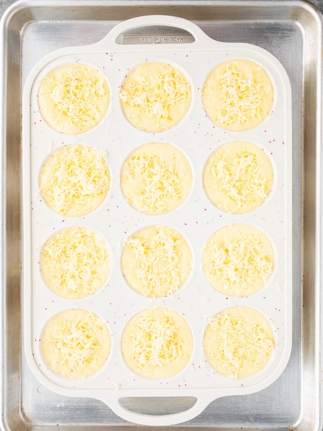 baking cottage cheese egg bites in silicone muffin pan